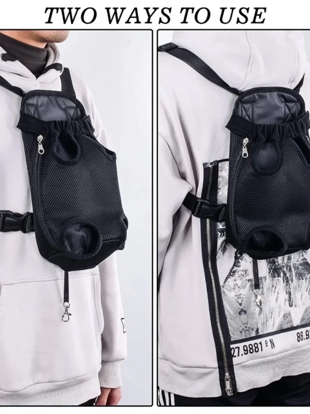 Pet Front Carrier Backpack for Small Dogs and Cats - Black